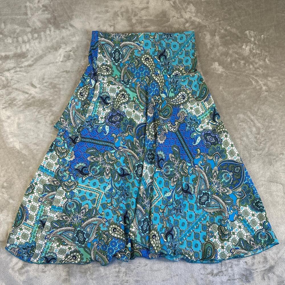 Jules & Leopold Blue Paisley Asymmetrical Handkerchief Hem Skirt Womens S - Picture 2 of 6